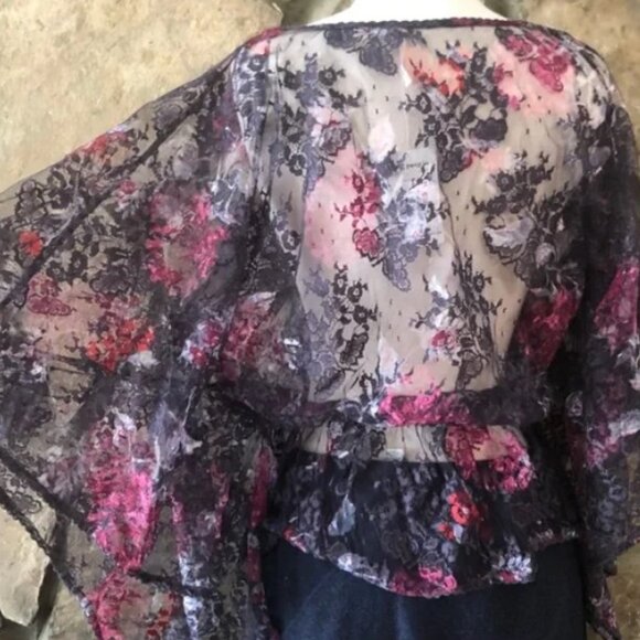 NWOT Free People Lace Batwing Sleeve Peplum Blouse, Size S - Picture 5 of 7